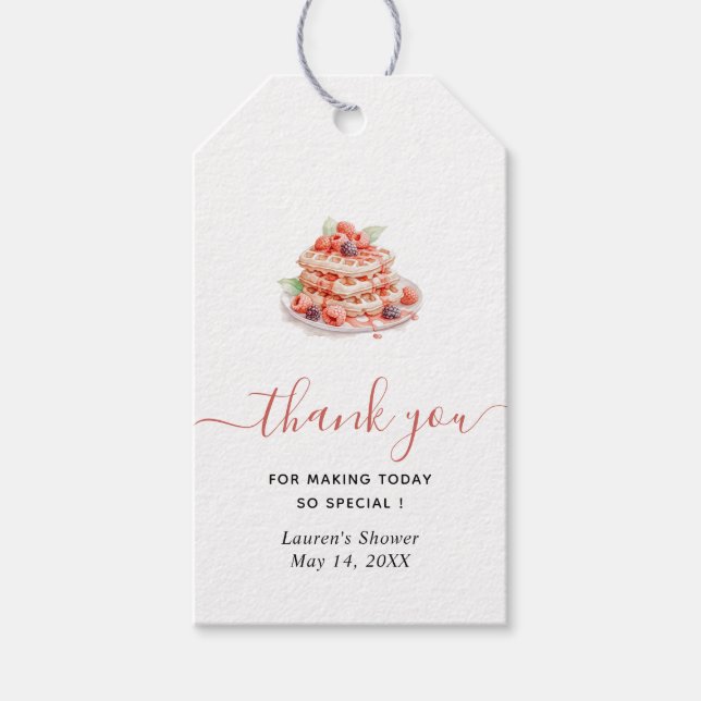 Étiquettes-cadeau Waffle Brunch Merci de douche nuptiale (Devant)