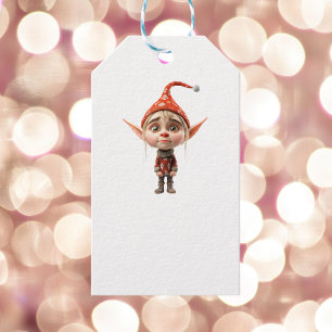 Étiquettes-cadeau Waifish Girl Christmas Elf White Cadeau Tags