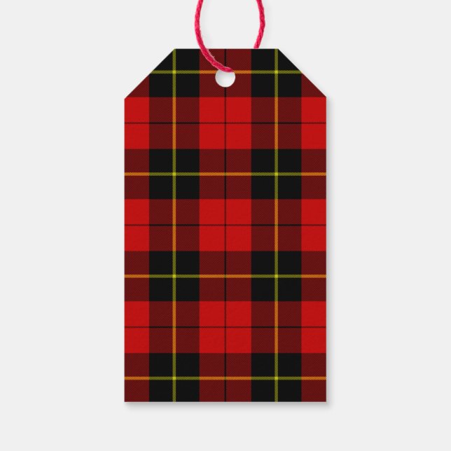 Étiquettes-cadeau Wallace tartan rouge noir plaid (Dos)