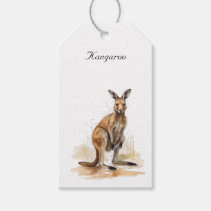 Étiquettes-cadeau Wanderer extérieur : aquarelle Kangaroo personnali