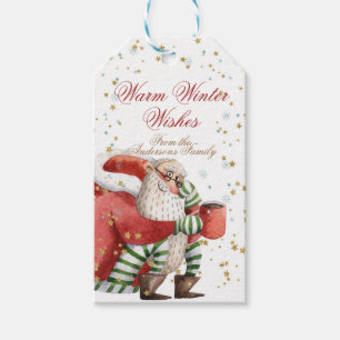 Étiquettes-cadeau Warm Winter Wire Santa Claus Gift Tag Matte