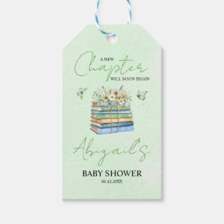 Étiquettes-cadeau Watercolor A New Chapter Begins green baby shower 