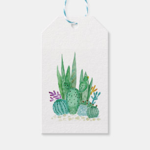 Étiquettes-cadeau Watercolor , cactus , succulents