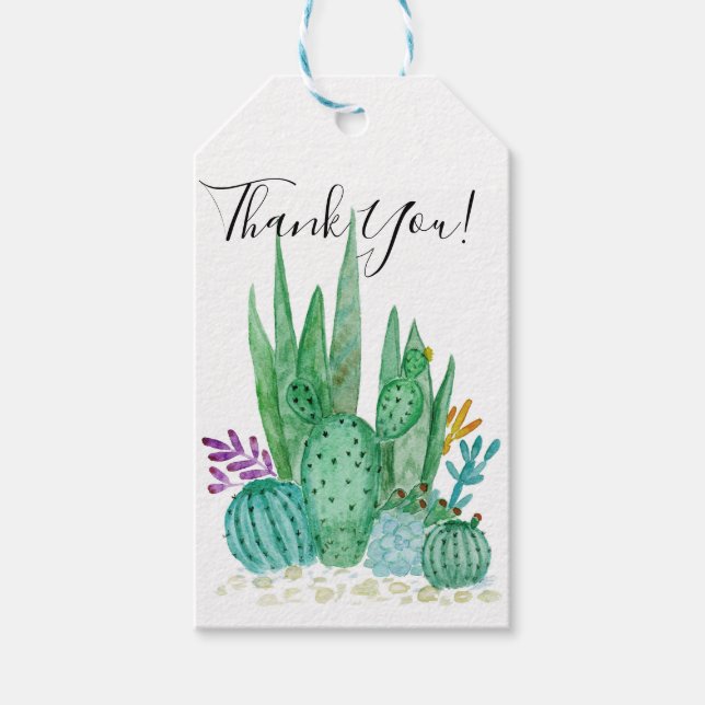 Étiquettes-cadeau Watercolor , cactus , succulents (Devant)