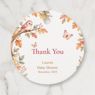 Étiquettes Cadeau Watercolor Fall Autumn Baby Girl Shower Thank You