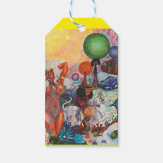 Étiquettes-cadeau Watercolor Fantasy Eros rides white Lioness Woman