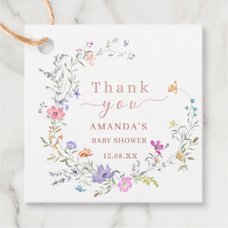 Étiquettes Cadeau Watercolor Floral Wreath Baby Shower Favor Tags