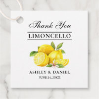 Watercolor Lemons Mariage Limoncello Carrés Tags