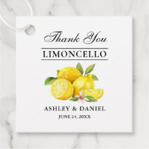Watercolor Lemons Mariage Limoncello Carrés Tags