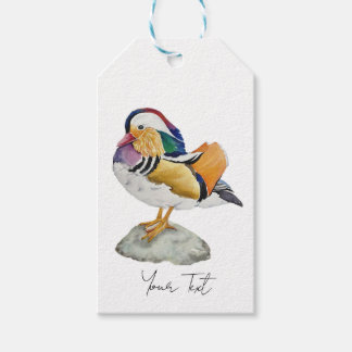 Étiquettes-cadeau Watercolor Mandarin Duck