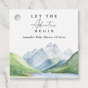 Étiquettes Cadeau Watercolor montagnes - Laissez l'aventure commence
