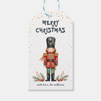 Étiquettes-cadeau Watercolor Nutcracker Foot Guard Merry Christmas