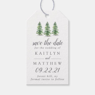 Étiquettes-cadeau Watercolor Pine Tree Forest Wedding Enregistrer La
