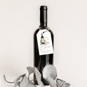 Étiquettes-cadeau Watercolor Red Wine Cheers to Love Favor