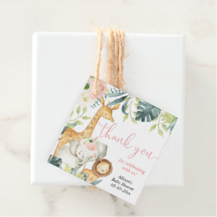 Étiquettes Cadeau Watercolor safari jungle animaux fille baby shower