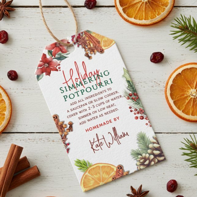 Étiquettes-cadeau Watercolor Stovetop Holiday Simmering Potpourri  (Créateur téléchargé)