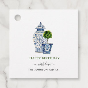Étiquettes Cadeau Watercolor Topiaries & Ginger Jar Joyeux anniversa