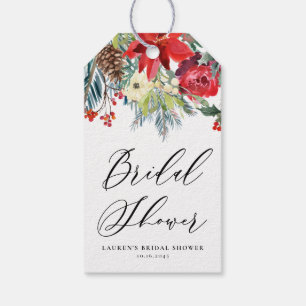 Étiquettes-cadeau Watercolor Winter Blooms Garland Fête des mariées