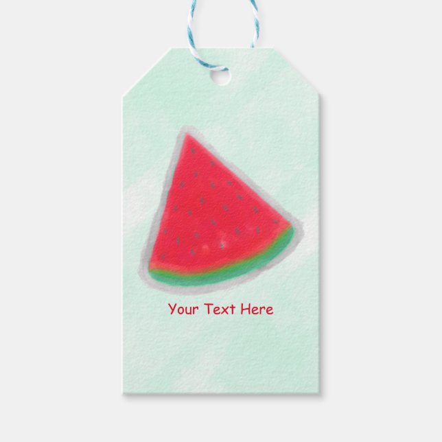 Étiquettes-cadeau Watermelon Aquarelle Anniversaire Fête Personnalis (Devant)