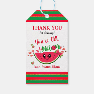 Étiquettes-cadeau Watermelon One dans un Melon Premier Merci d'anniv