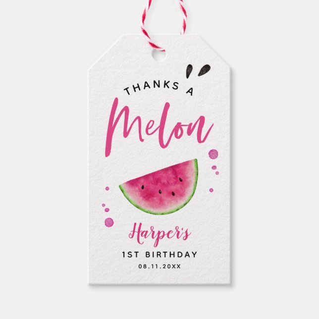 Étiquettes-cadeau Watermelon remercie A Melon Girl's Birthday Party (Devant)