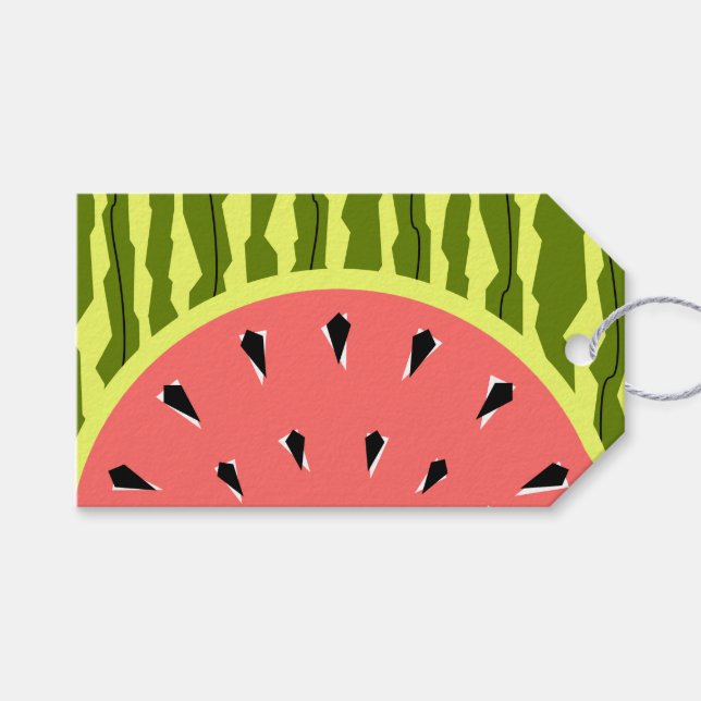 Étiquettes-cadeau Watermelon Stripe rose joyeux marque cadeau d'anni (Devant (Horizontal))