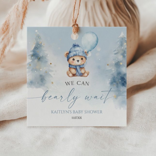 Étiquettes Cadeau We Can Bearly Wait Winter Teddy Bear Baby Shower (Créateur téléchargé)