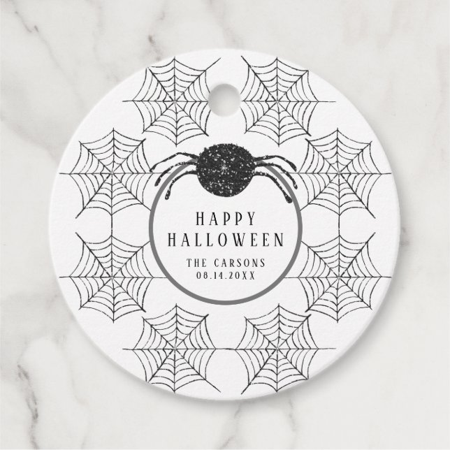 Étiquettes Cadeau Web Halloween moderne Black Spider moderne (Devant)