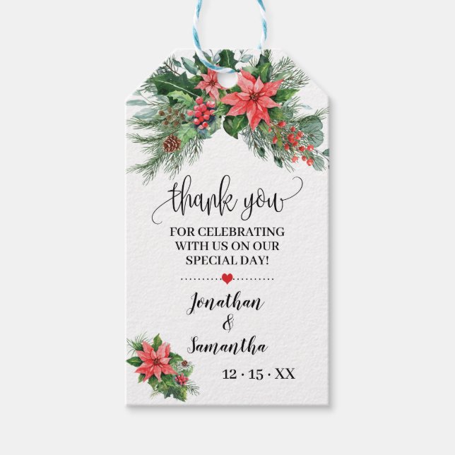 Étiquettes-cadeau Wedding shower de Noël Merci (Devant)