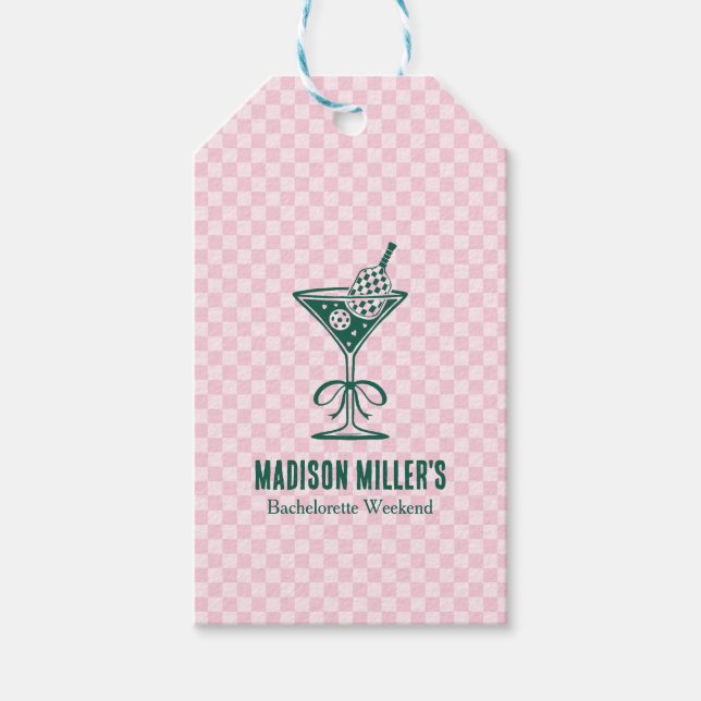 Étiquettes-cadeau Week-end de célibataire Pickleball moderne et Pros (Devant)