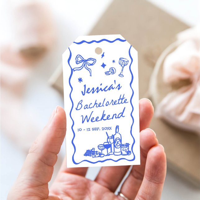 Étiquettes-cadeau Week-end Whimsical Blue Bachelorette Party (Créateur téléchargé)