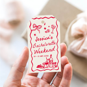 Étiquettes-cadeau Week-end Whimsical Red Bachelorette Party