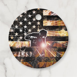 Étiquettes Cadeau Welding Flag Sparks and Flames