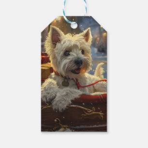 Étiquettes-cadeau West Highland White Terrier Chien Festif de Noël