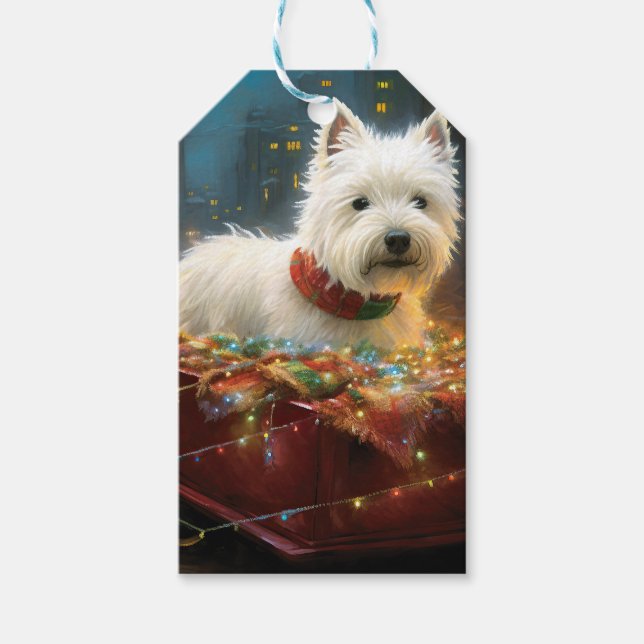 Étiquettes-cadeau West Highland White Terrier Festif de Noël (Devant)