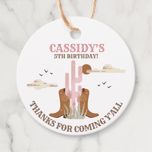 Étiquettes Cadeau Western Country Cowgirl Anniversaire Merci Cadeau (Devant)