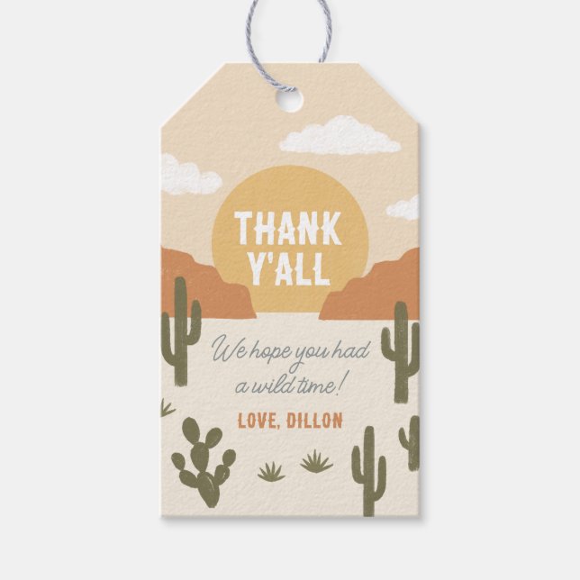 Étiquettes-cadeau Western Cowboy Anniversaire Favoriser Tags (Devant)