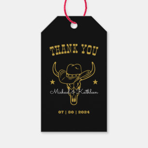 Étiquettes-cadeau Western Cowboy Bull Skull Mariage campagnard rusti