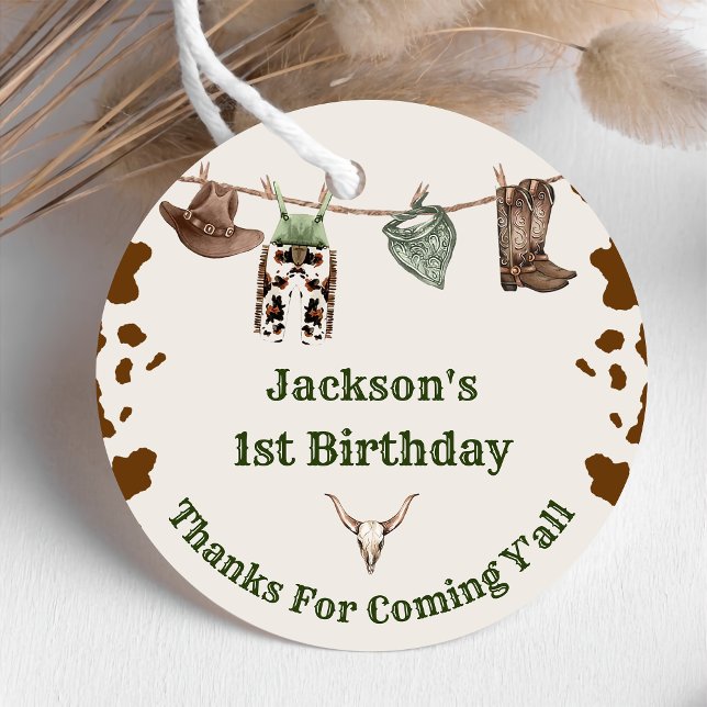 Étiquettes Cadeau Western Cowboy fête d'anniversaire (Créateur téléchargé)