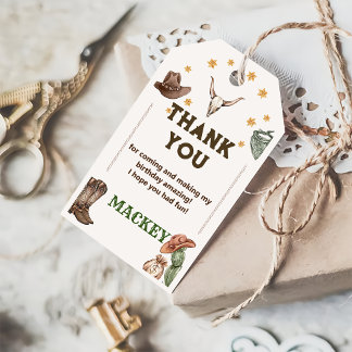 Étiquettes-cadeau Western Cowboy fête d'anniversaire Merci Favoriser