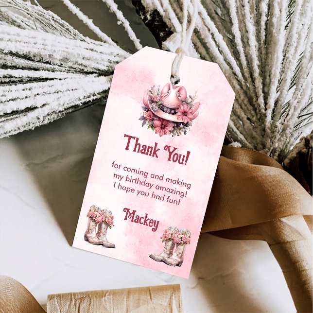 Étiquettes-cadeau Western Cowgirl fête d'anniversaire Merci Favorise (Créateur téléchargé)