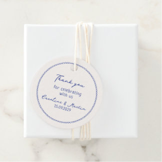 Étiquettes Cadeau Whimsical, bleu dessiné à la main mariage