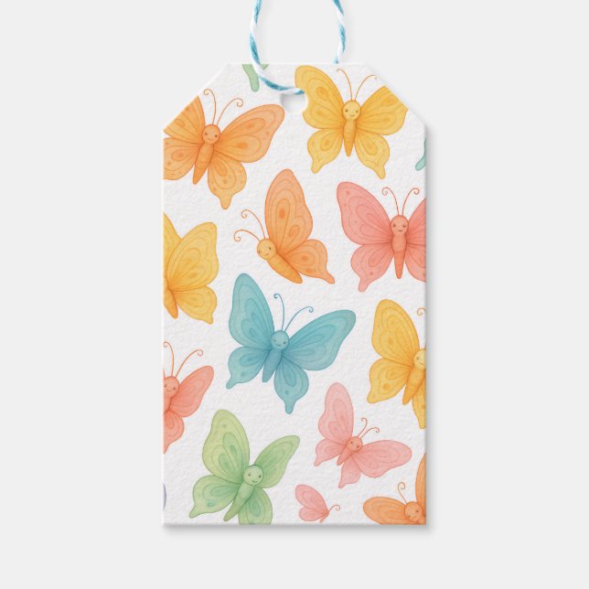 Étiquettes-cadeau "Whimsical Butterflies" (Devant)