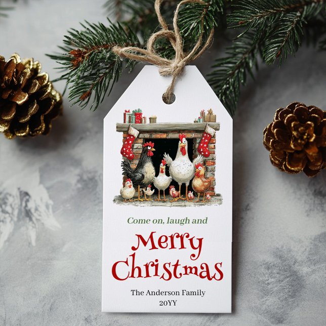 Étiquettes-cadeau Whimsical Chickens Christmas Gift Tag Template (Whimsical Chickens Christmas Gift Tag Template)