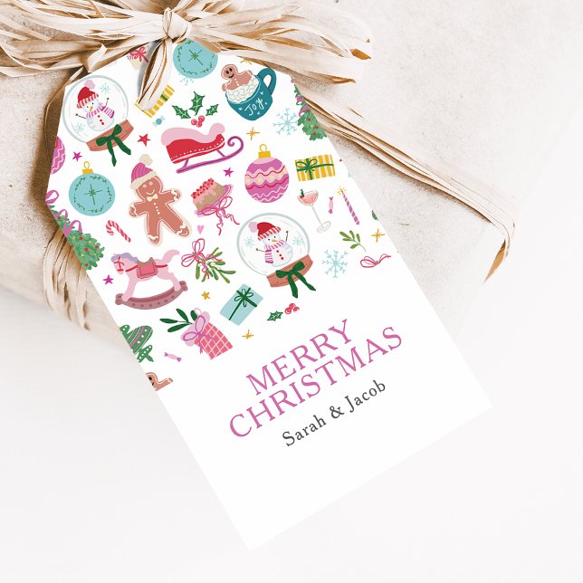 Étiquettes-cadeau Whimsical Christmas (Hand-drawn Christmas Doodles Gift Tags bring Whimsy to every Holiday Gift — by Painted Paperie)