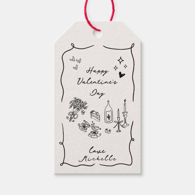 Étiquettes-cadeau Whimsical, dessiné à la main éléments Saint-Valent (Devant)