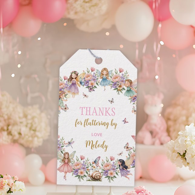 Étiquettes-cadeau Whimsical flower fairy garden  birthday  (Créateur téléchargé)