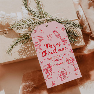 Étiquettes-cadeau Whimsical Hand Drawn Christmas Party 