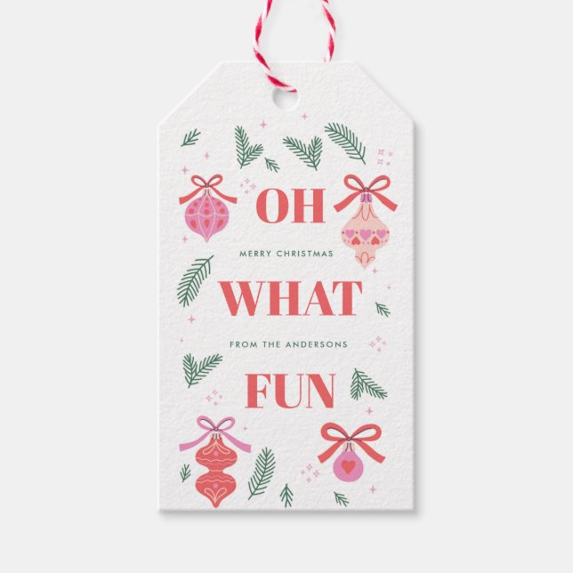 Étiquettes-cadeau Whimsical Oh What Fun Christmas Gift Tag (Devant)