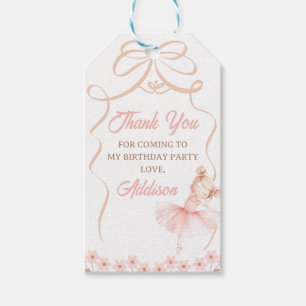 Étiquettes-cadeau Whimsical Pink Ballerina Two Tu 2e anniversaire
